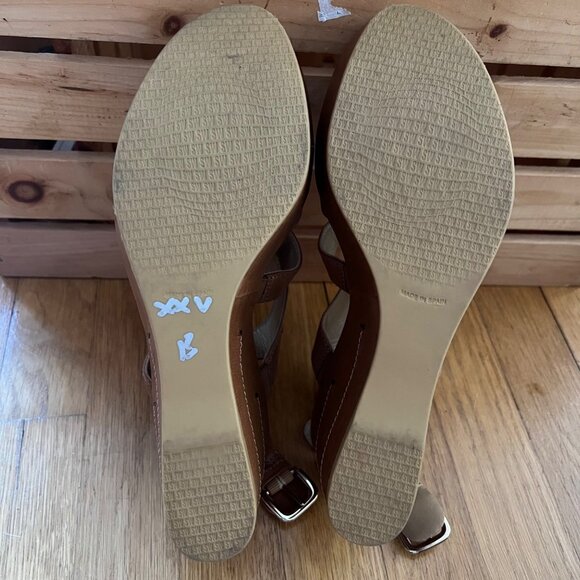 Stuart Weitzman Size 8.5 Brown Leather Strappy Slingback Wedge Heel Sandals - Picture 8 of 16
